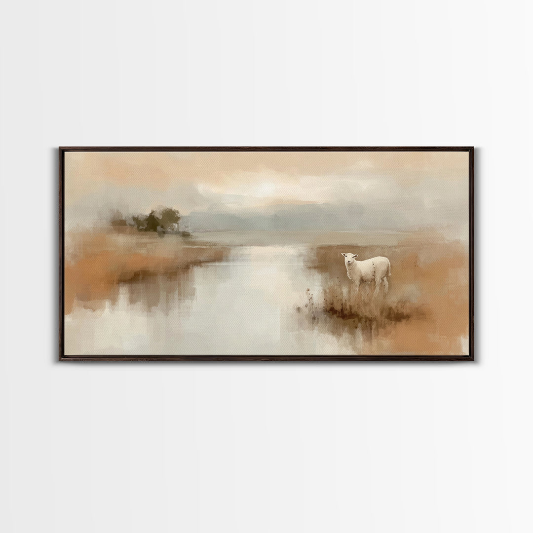 Quiet Meadow Grace, Framed Canvas Print, Christian Wall Art, Christian Art Canvas, Jesus Painting, Christian Christmas Art, Christian Decor