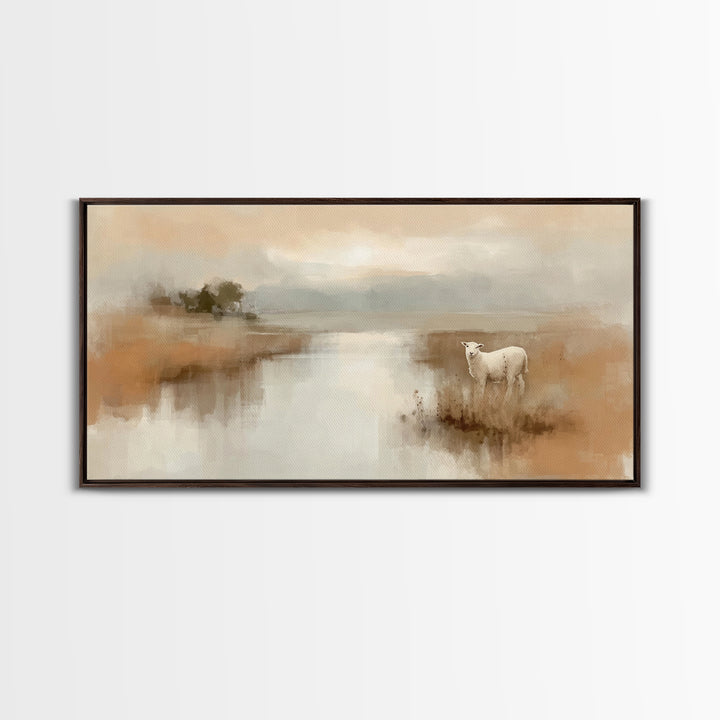 Quiet Meadow Grace, Framed Canvas Print, Christian Wall Art, Christian Art Canvas, Jesus Painting, Christian Christmas Art, Christian Decor