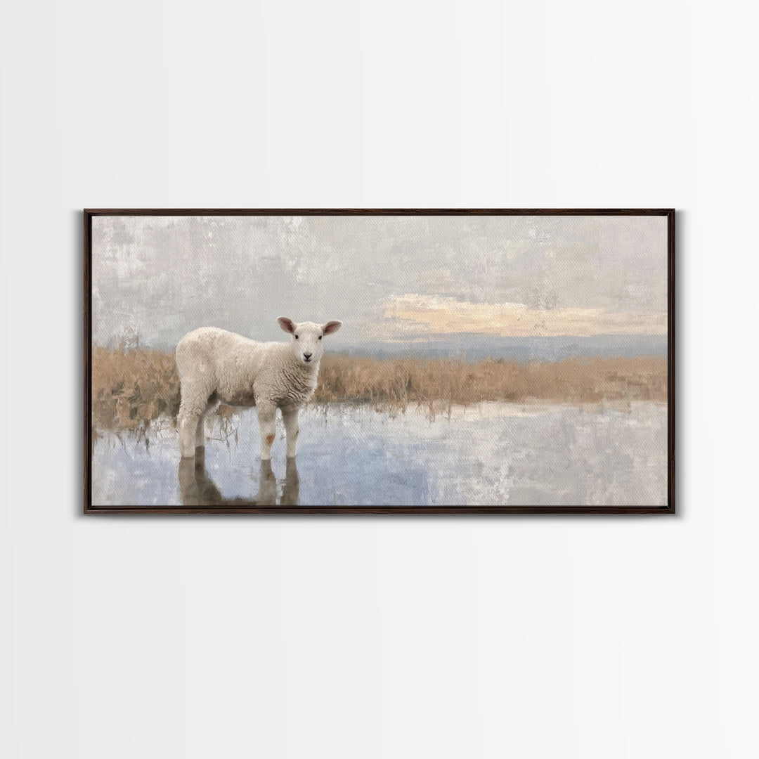 Lamb Of Dawn – Framed Canvas Print – Christian Wall Art – Christian Art Print – Jesus Christmas Art – Christian Gift Ideas – Christmas Wall