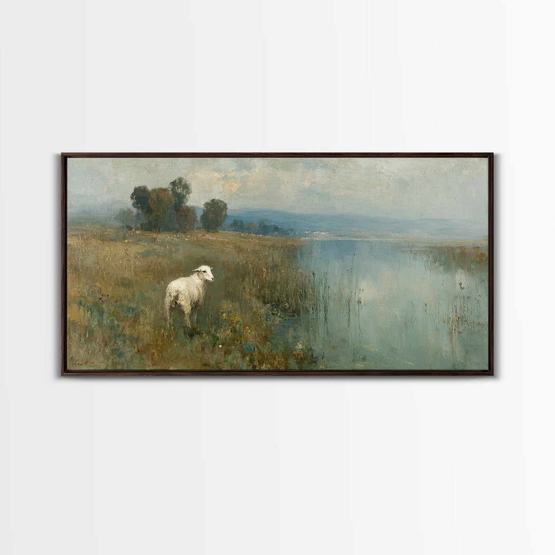 Shepherd’s Peace, Framed Canvas Print, Christian Wall Art, Christian Art Work, Christmas Art Framed, Christian Christmas Decorations, Subtl