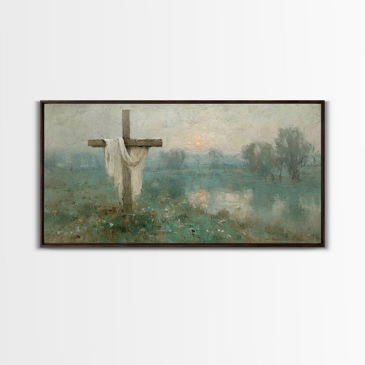 Cross Of Hope, Framed Canvas Print, Christian Wall Art, Christian Decoration, Framed Christmas Art, Christian Christmas Decor, Modern Chris