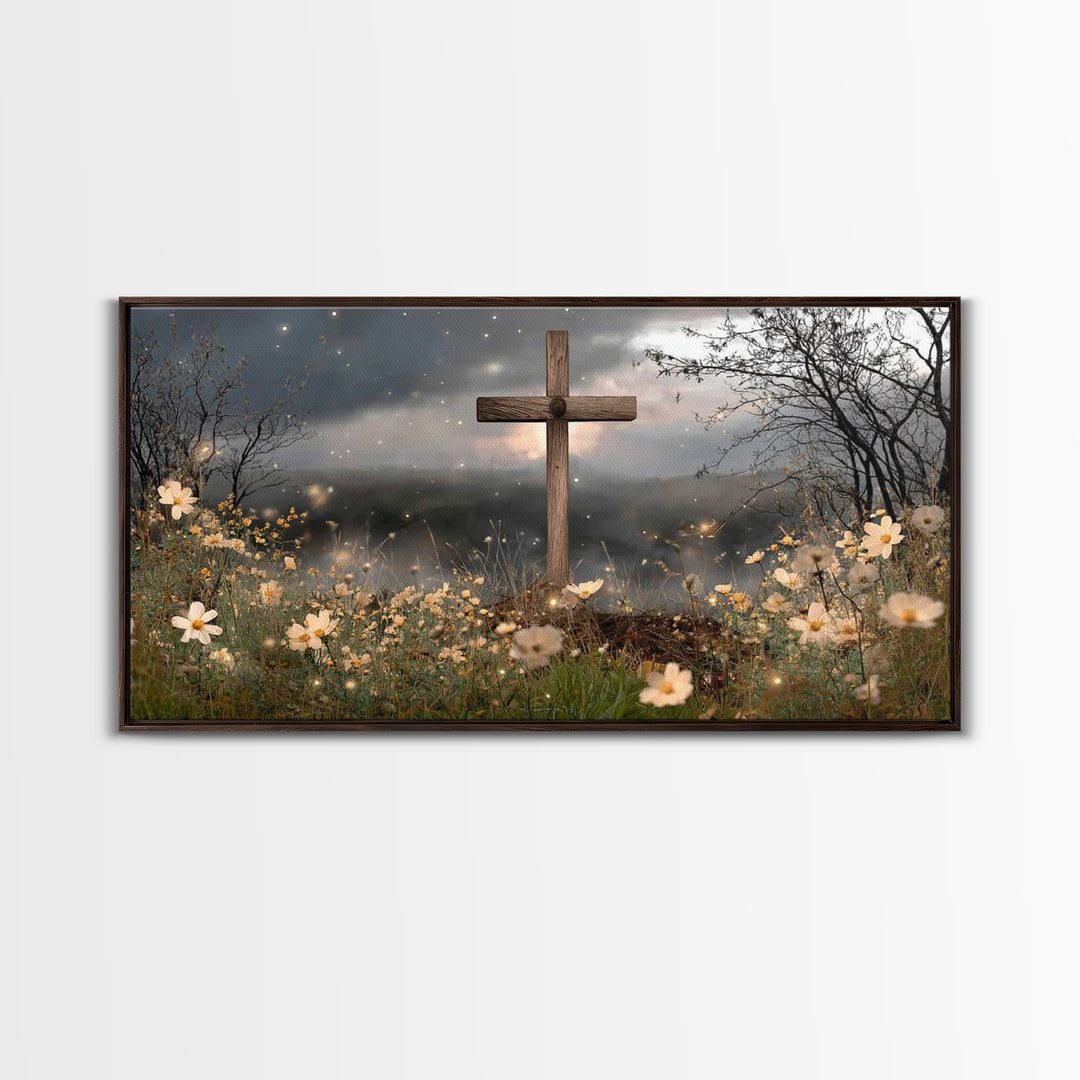 Night Of Hope, Framed Canvas Print, Christian Wall Art, Christian Art Canvas, Moody Christian Art, Christian Christmas Art, Christian Decor