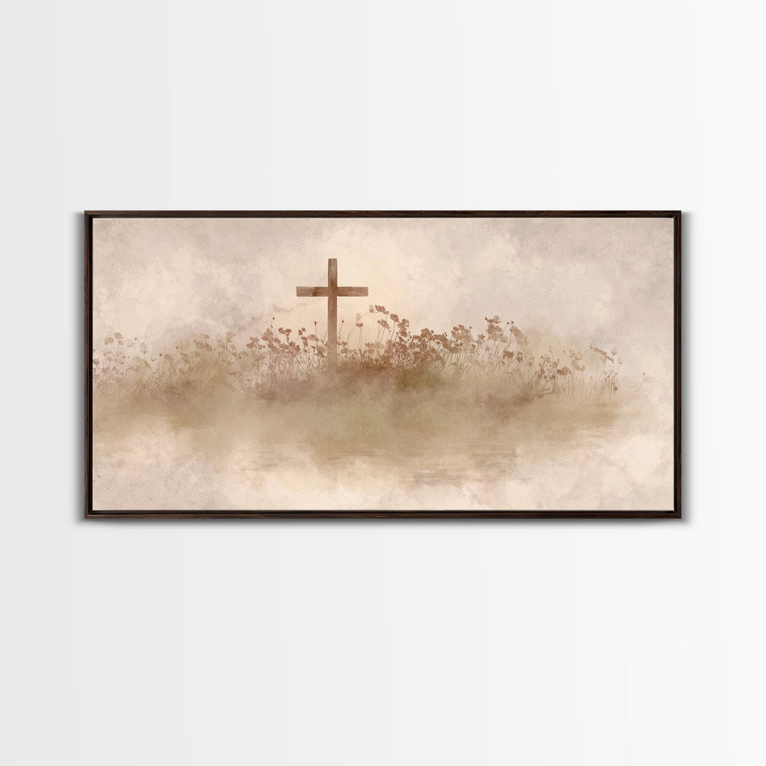 Floral Redemption, Framed Canvas Print, Christian Wall Art, Christian Art Canvas, Christian Paintings, Christian Christmas Decor, Modern Ch
