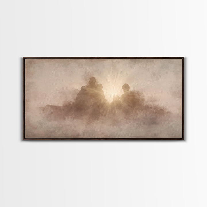 Eternal Embrace, Framed Canvas Print, Christian Painting, Christian Wall Art, Subtle Christian Art, Christian Art Canvas, Christian Decor