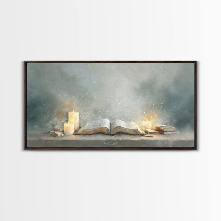 Holy Word Light, Framed Canvas Print, Christian Art Canvas, Christian Wall Art, Modern Christian Art, Christian Painting, Christian Gift