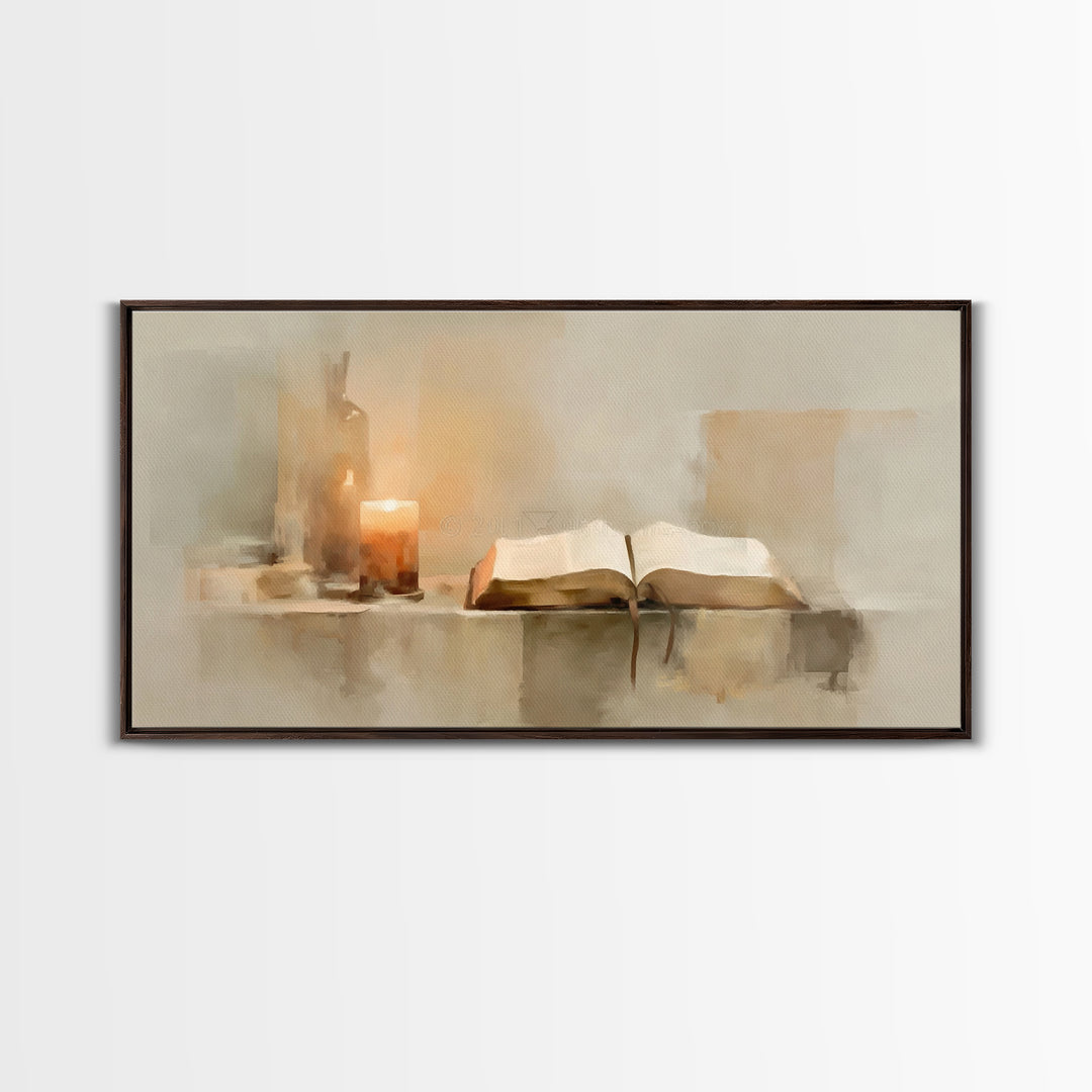 Candlelit Promise – Framed Canvas Print – Christian Art Canvas – Christian Wall Art – Moody Christian Art – Christian Art Gift Ideas