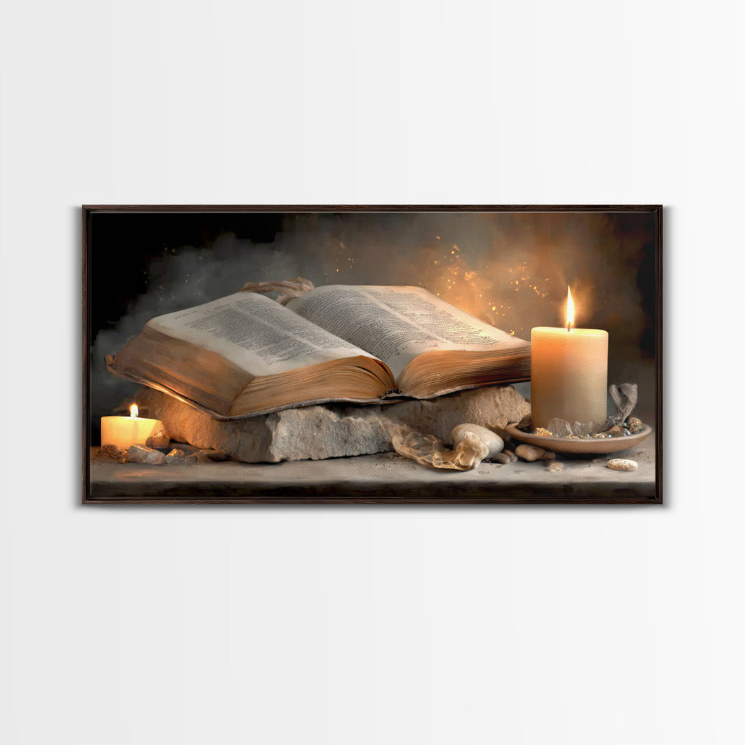 Light Of Scripture, Framed Canvas Print, Christian Art Canvas, Christian Wall Art, Vintage Christian Art, Christian Painting, Christian Gif
