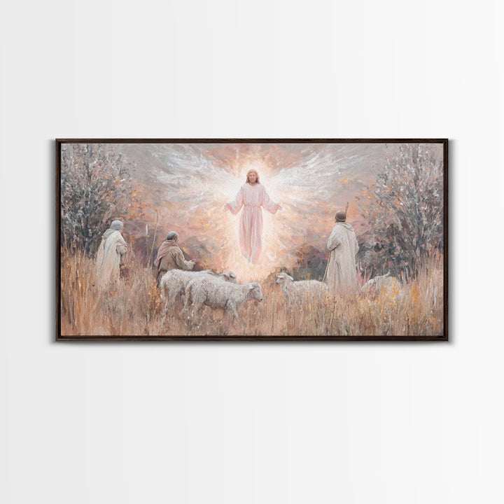 Angel Of Dawn, Framed Canvas Print, Christian Art Canvas, Christmas Wall Art, Jesus Painting, Christian Christmas Art, Christian Wall Art