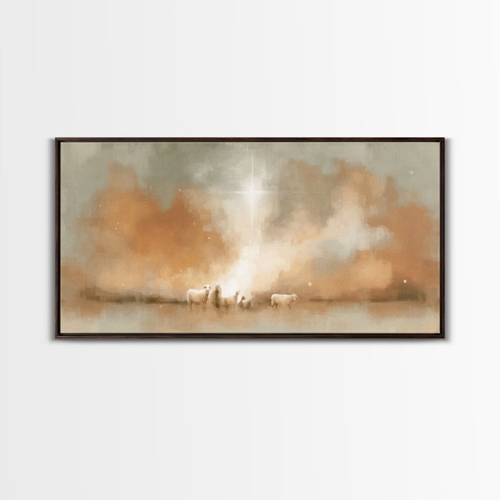 Heavenly Radiance, Framed Canvas Print, Christian Christmas Art, Christian Art Print, Christian Wall Art, Jesus Painting, Christian Art