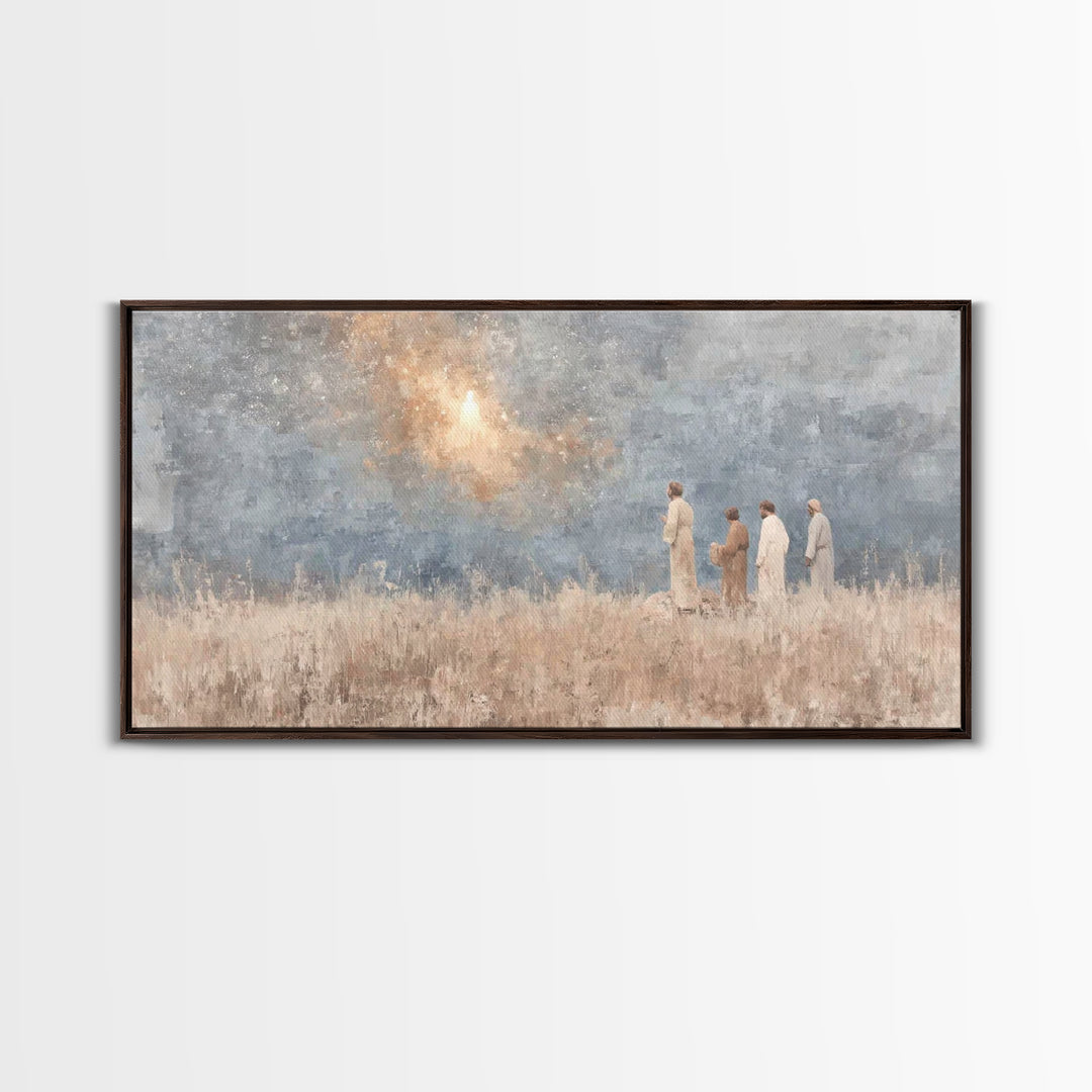 Glory In Clouds | Framed Canvas Print | Christian Art Canvas | Christmas Wall Art | Jesus Painting | Christian Christmas Art | Faith