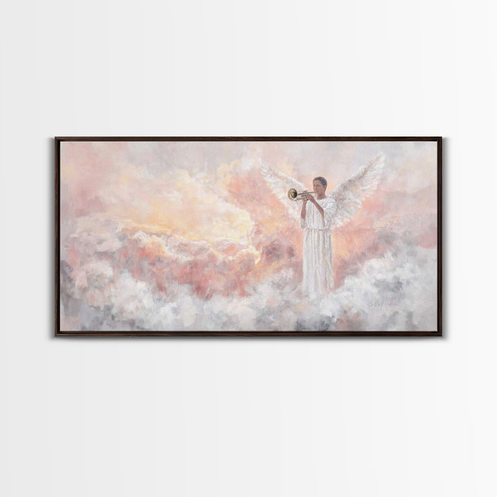 Angel In Sunrise - Framed Canvas Print - Christian Art Canvas - Christian Wall Art - Jesus Painting - Christian Christmas Art - Faith
