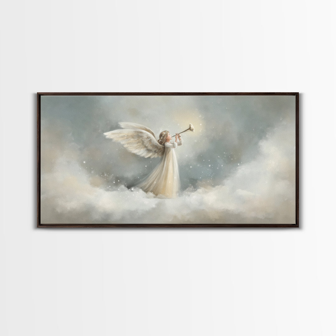 Angel Hymn Of Peace | Framed Canvas Print | Christian Wall Art | Christian Art Canvas | Christmas Art | Christian Christmas Art | Christian