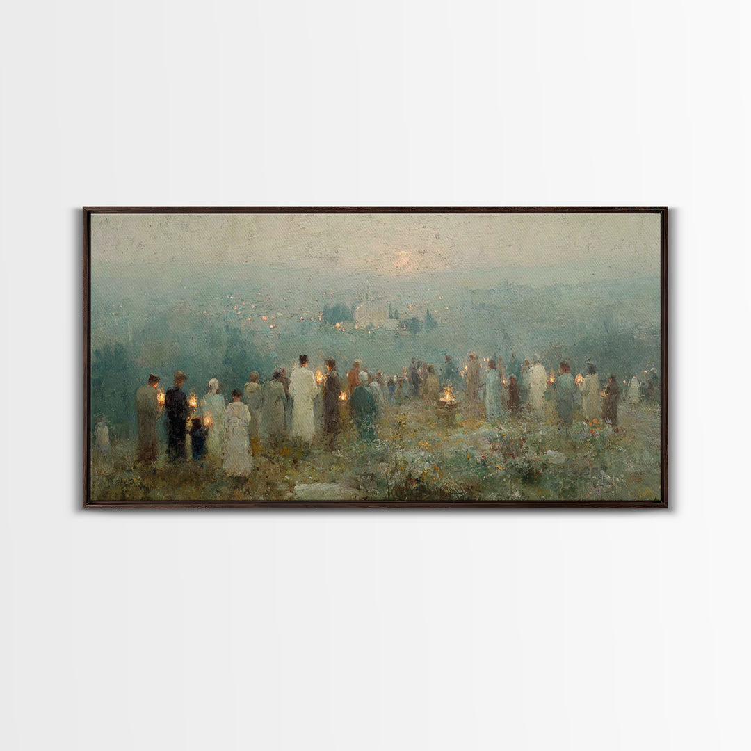 Twilight Lantern Vigil | Framed Canvas Print | Christian Christmas Art | Christian Art Canvas | Christian Wall Art | Christmas Art | Christ