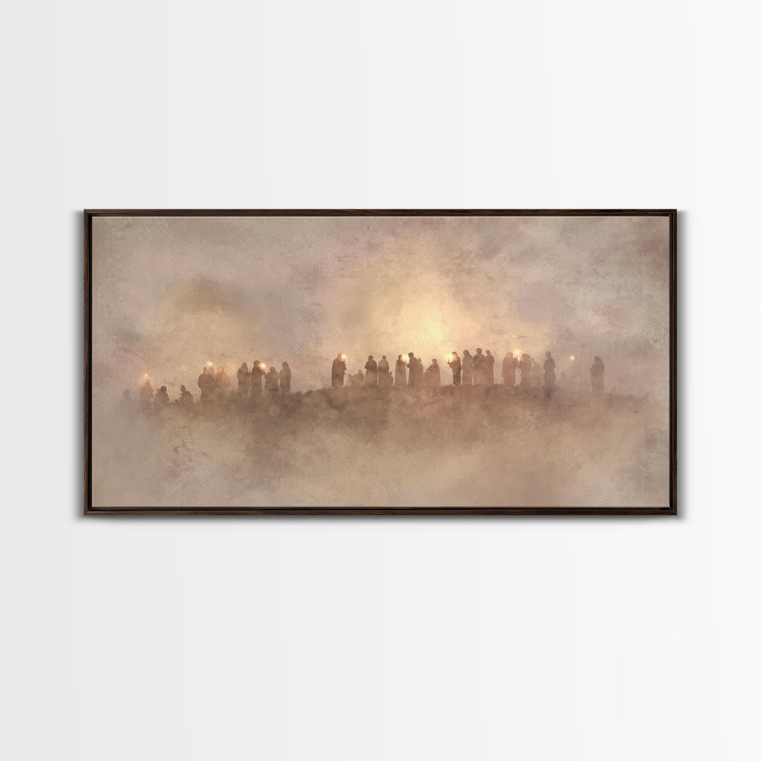 Silent Hill Procession, Framed Canvas Print, Christian Christmas Art, Christian Art Canvas, Christian Wall Art, Christmas Art, Christian Ar