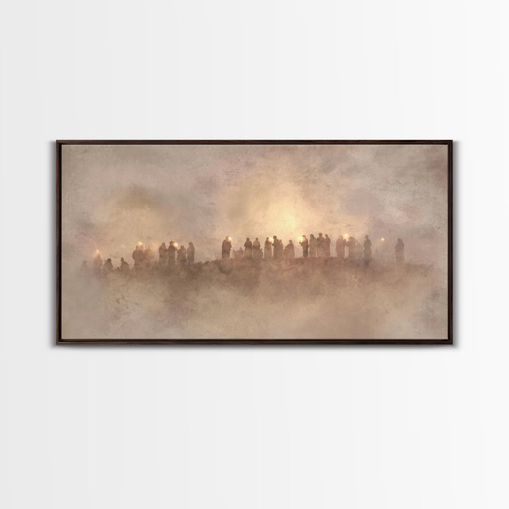 Silent Hill Procession, Framed Canvas Print, Christian Christmas Art, Christian Art Canvas, Christian Wall Art, Christmas Art, Christian Ar
