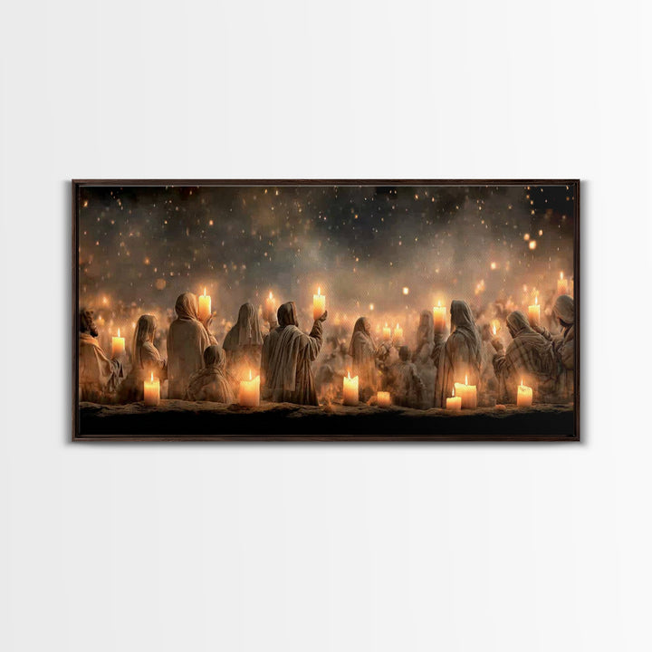 Sacred Candlelight – Framed Canvas Print – Christian Art Canvas – Christian Christmas Art – Christmas Wall Art – Christian Decor – Modern C