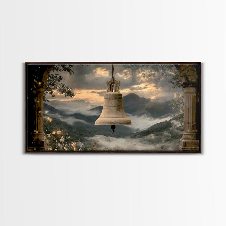 Evening Chimes – Framed Canvas Print – Vintage Christian Art – Christian Art Canvas – Christian Wall Art – Moody Christian Art