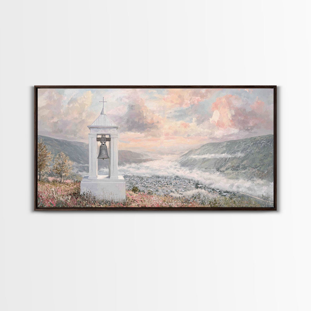 Valley Bells – Framed Canvas Print – Christian Decor – Christmas Wall Art – Christian Art Canvas – Moody Christmas Art