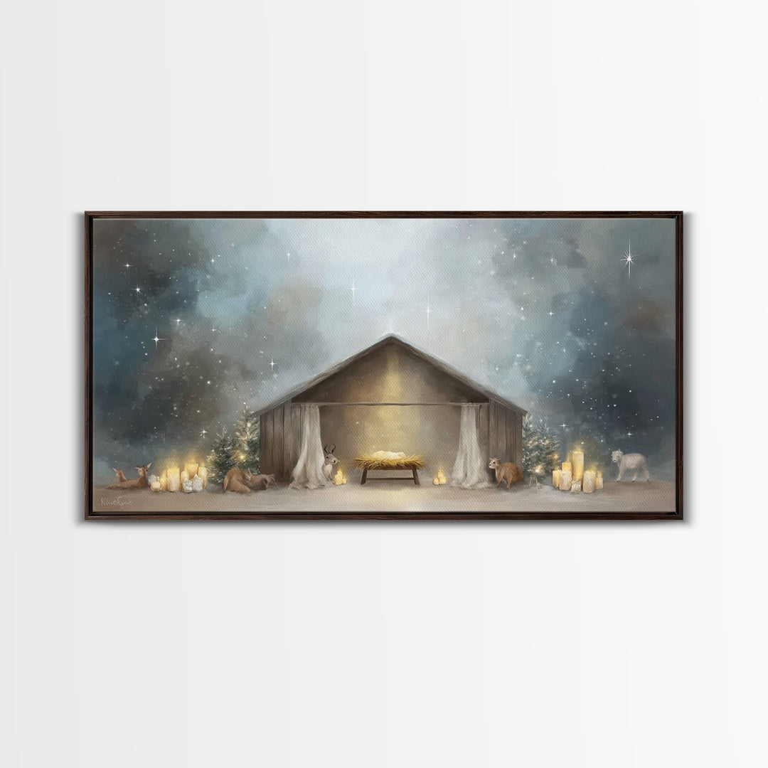 Holy Nativity – Framed Canvas Print – Christian Christmas Art – Christmas Art – Christian Wall Art – Christian Art Canvas – Christmas Decor