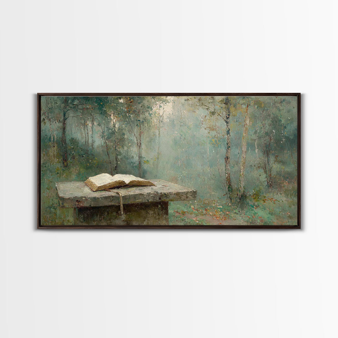Woodland Testament - Framed Canvas Print - Christian Wall Art - Vintage Christian Art - Christian Art Canvas - Christian Painting - Christi