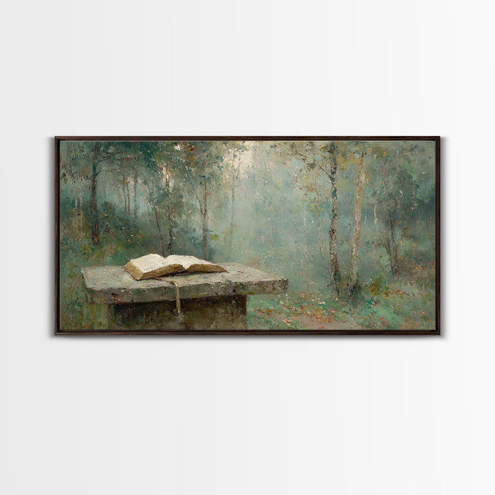 Woodland Testament - Framed Canvas Print - Christian Wall Art - Vintage Christian Art - Christian Art Canvas - Christian Painting - Christi
