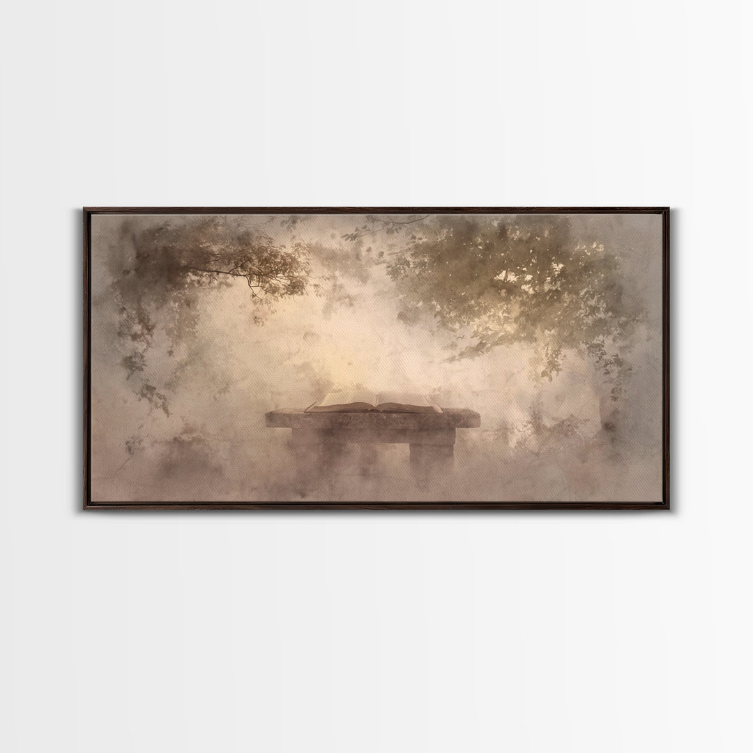 Misty Covenant - Framed Canvas Print - Christian Art Canvas - Christian Wall Art - Moody Christian Art - Christian Painting - Subtle Christ