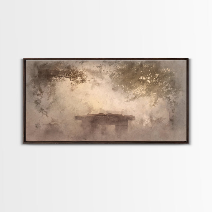 Misty Covenant - Framed Canvas Print - Christian Art Canvas - Christian Wall Art - Moody Christian Art - Christian Painting - Subtle Christ