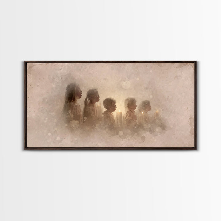 Silent Night Voices – Framed Canvas Print – Christian Art Canvas – Christian Wall Art – Minimalist Christian Art – Christmas Wall Art – Chr