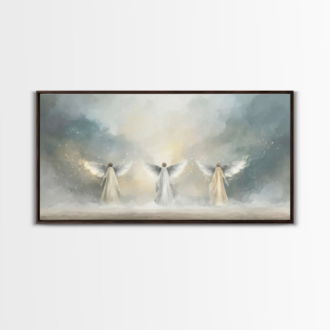 Heavenly Guardians – Framed Canvas Print – Christian Wall Art – Christian Art Canvas – Christian Painting – Christian Art Work – Subtle Chr