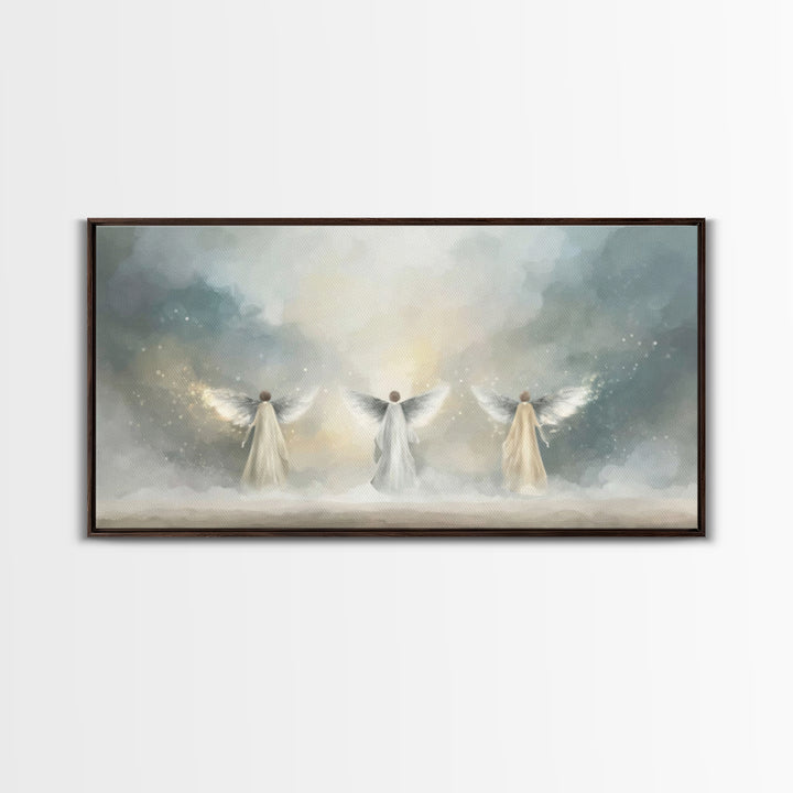 Heavenly Guardians – Framed Canvas Print – Christian Wall Art – Christian Art Canvas – Christian Painting – Christian Art Work – Subtle Chr