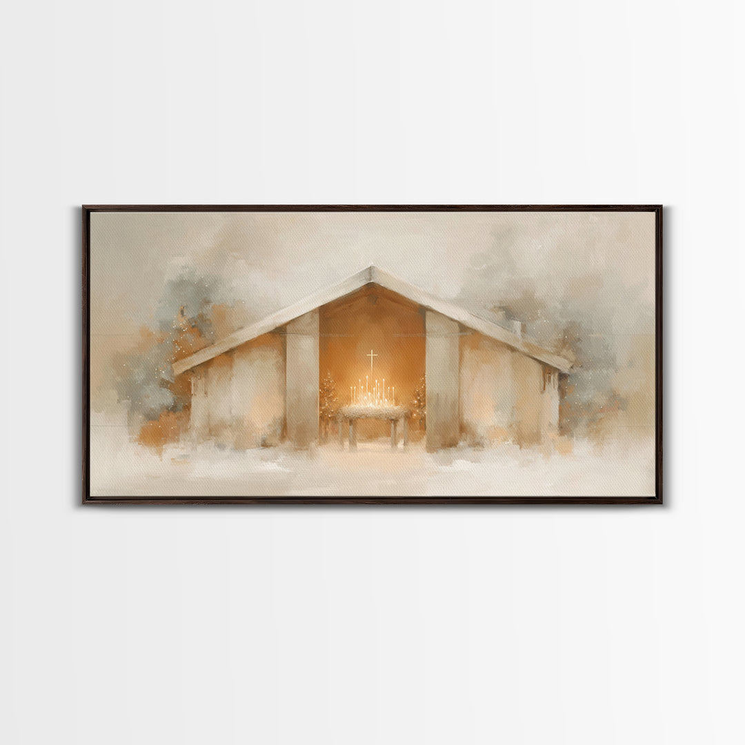 Holy Lantern Glow | Framed Canvas Print | Christian Christmas Art | Christian Wall Art | Christian Art Canvas | Christmas Art Prints | Mode