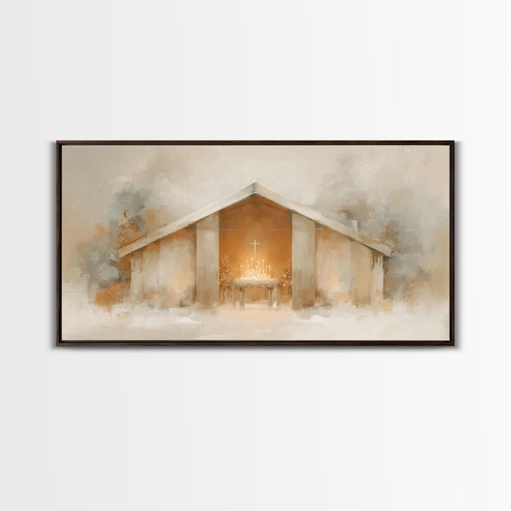 Holy Lantern Glow | Framed Canvas Print | Christian Christmas Art | Christian Wall Art | Christian Art Canvas | Christmas Art Prints | Mode