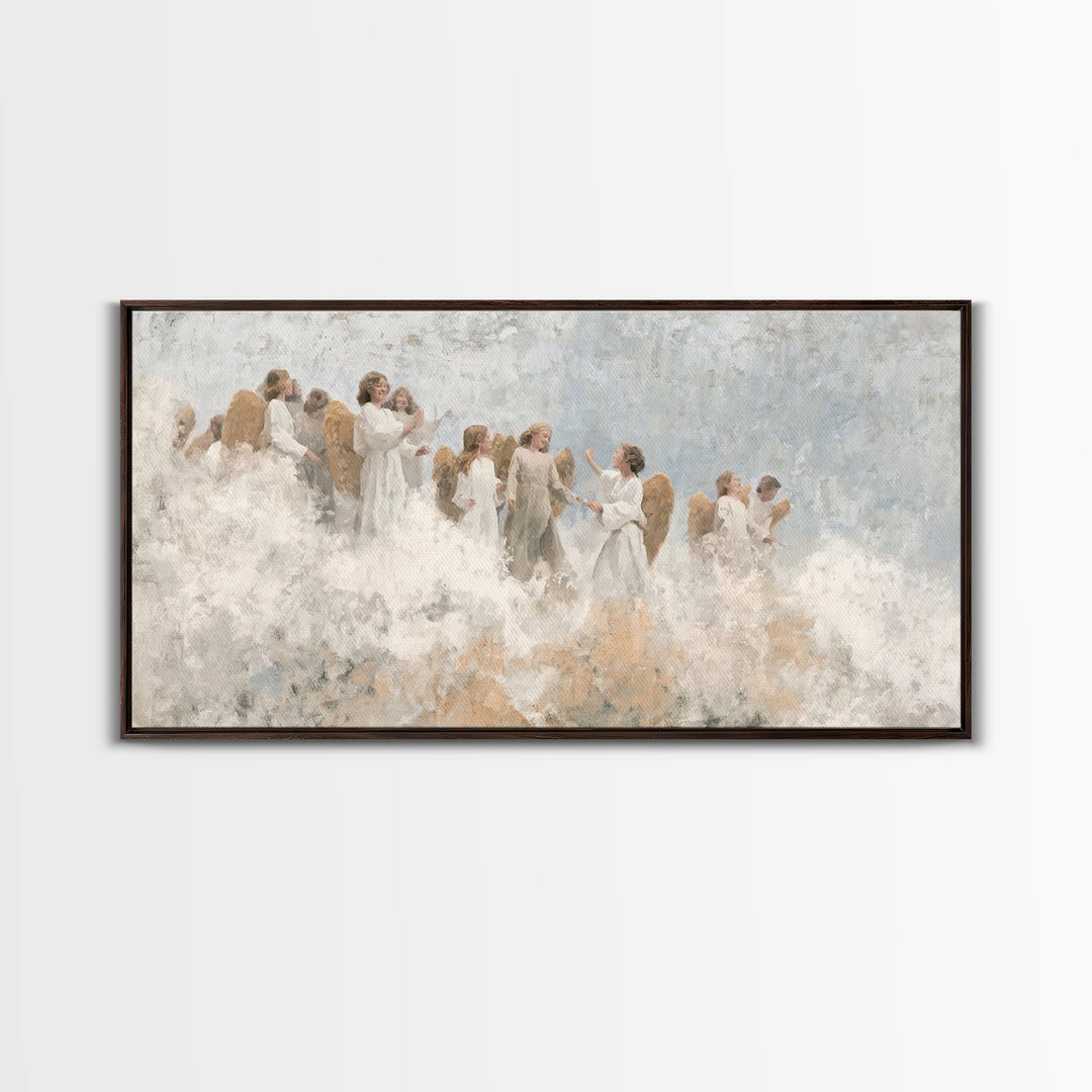 Joy Among Angels – Framed Canvas Print – Christian Christmas Art – Christian Wall Art – Christmas Art Prints – Christian Art Canvas – Chris