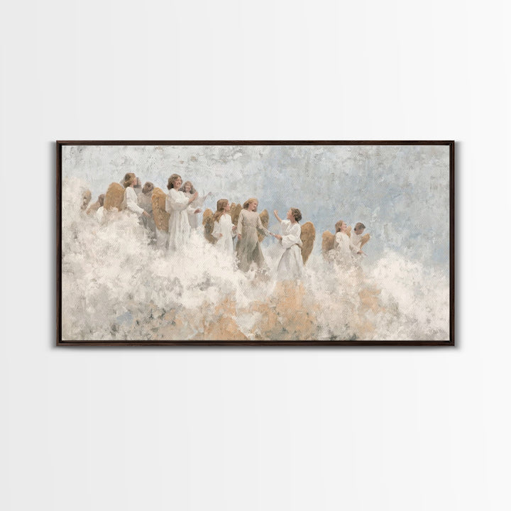 Joy Among Angels – Framed Canvas Print – Christian Christmas Art – Christian Wall Art – Christmas Art Prints – Christian Art Canvas – Chris