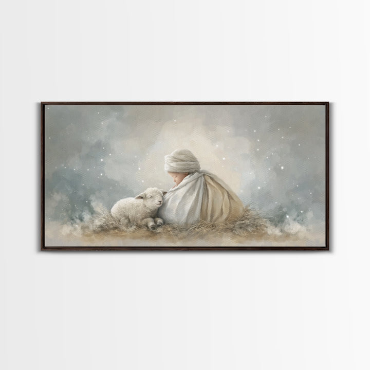 Blessed Night Watch, Framed Canvas Print, Christian Christmas Art, Christian Wall Art, Christian Art Canvas, Jesus Painting, Christmas Art