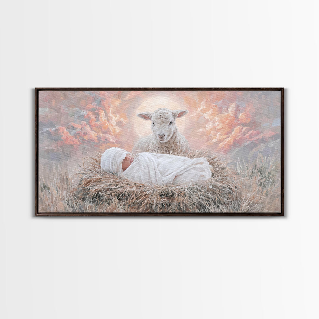 Holy Morning Light, Framed Canvas Print, Christian Art Canvas, Jesus Painting, Christian Wall Art, Christian Christmas Art, Christmas Art