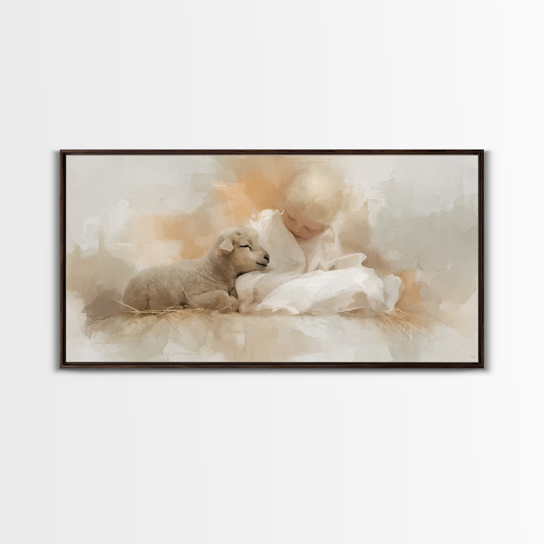 Holy Innocence – Framed Canvas Print – Christian Wall Art – Jesus Painting – Christian Christmas Art – Christian Art Canvas – Jesus