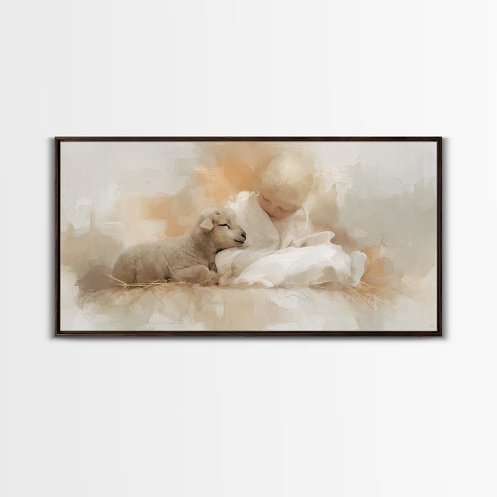 Holy Innocence – Framed Canvas Print – Christian Wall Art – Jesus Painting – Christian Christmas Art – Christian Art Canvas – Jesus