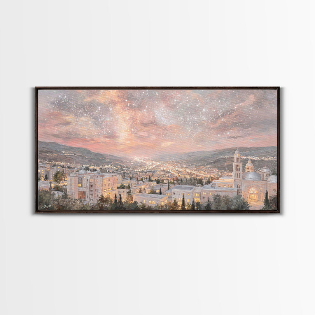 City of Promise, Framed Canvas Print, Christian Wall Art, Christian Art Canvas, Christmas Art Prints, Christian Christmas Decor, Modern Chr