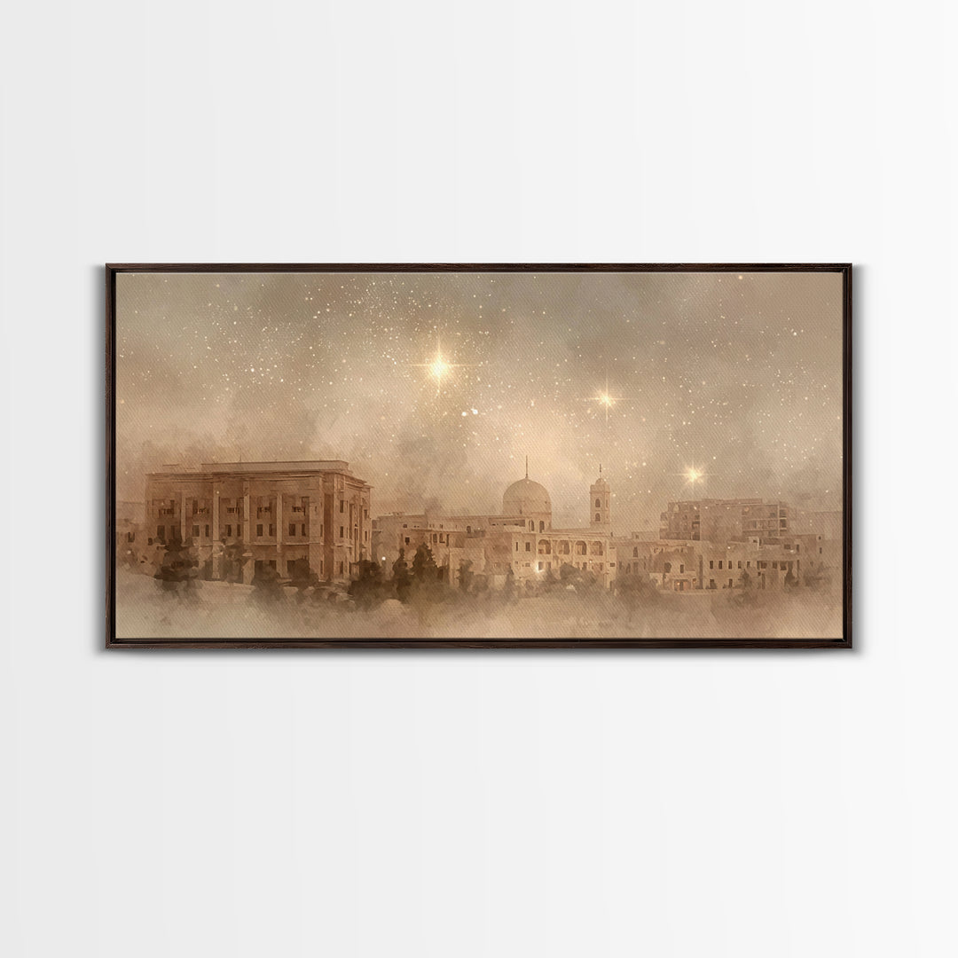 Bethlehem Radiance – Framed Canvas Print – Christmas Wall Art – Christian Art Canvas – Christian Christmas Art – Christian Painting – Chris