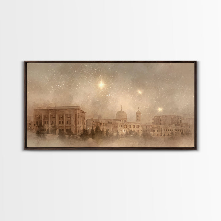 Bethlehem Radiance – Framed Canvas Print – Christmas Wall Art – Christian Art Canvas – Christian Christmas Art – Christian Painting – Chris