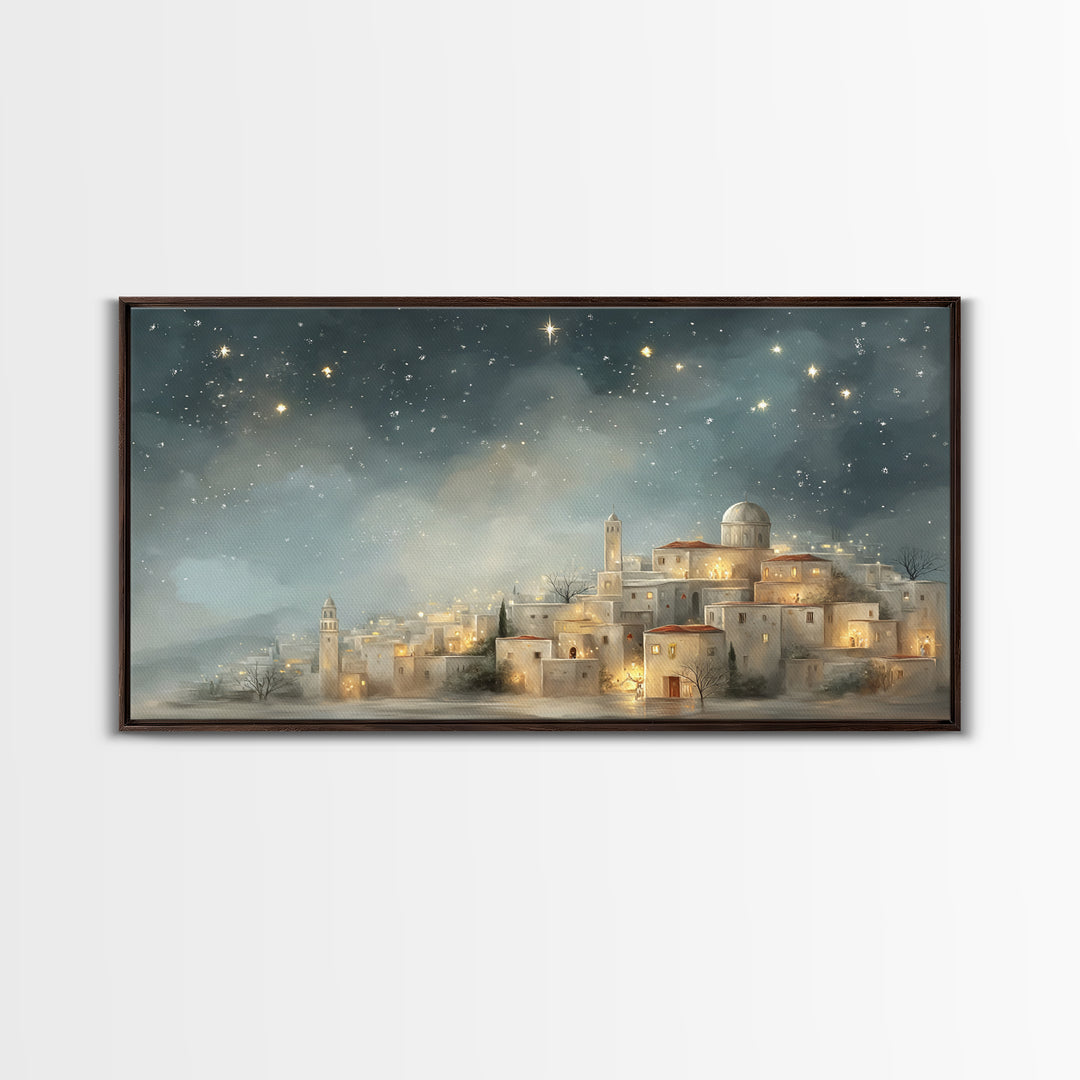 City of Light – Framed Canvas Print – Christian Wall Art – Christian Art Canvas – Christmas Art Work – Christian Christmas Decor – Christia