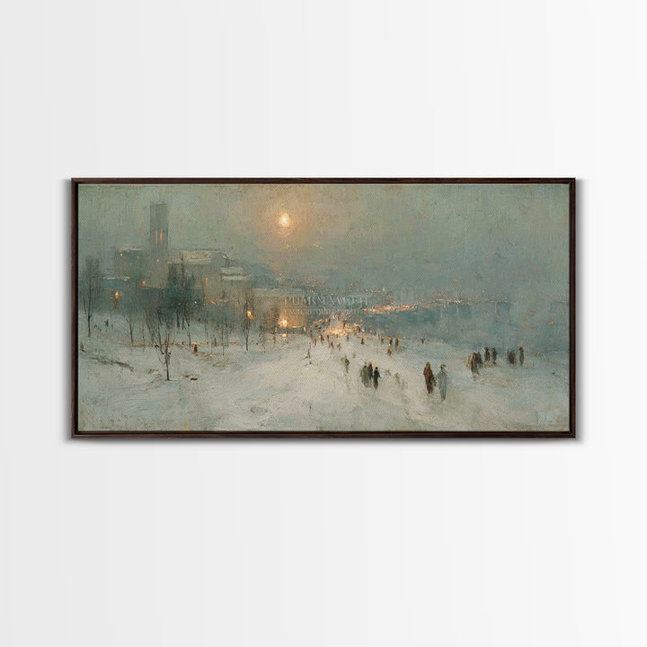 Snowy Bethlehem Path, Framed Canvas Print, Christian Art Canvas, Christmas Wall Art, Christian Christmas Art, Christmas Art Prints, Subtle