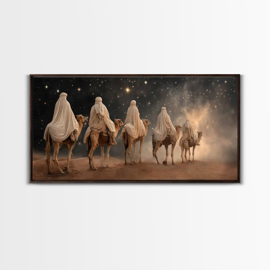 Journey of the Magi – Framed Canvas Print – Christian Christmas Art – Christian Art Canvas – Christmas Art Work – Christian Wall Art – Folk