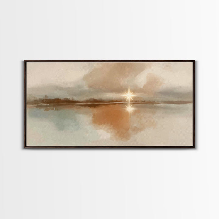 Star Over Stillness – Framed Canvas Print – Christian Art Canvas – Christian Wall Art – Minimalist Christian Art – Christmas Art – Christia