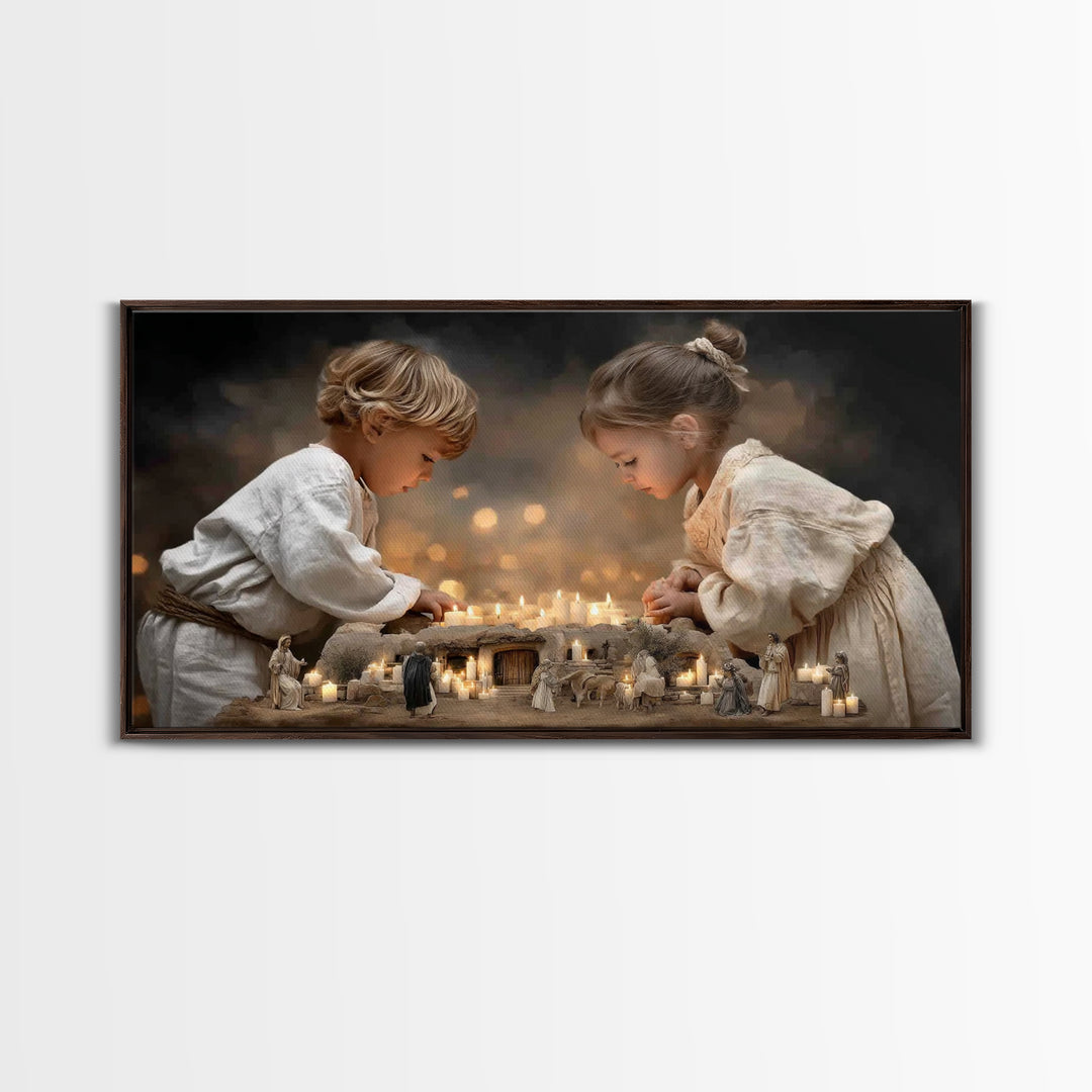 Little Lights Of Hope – Framed Canvas Print – Christian Christmas Art – Christian Wall Art – Christian Art Canvas – Christmas Art Prints –