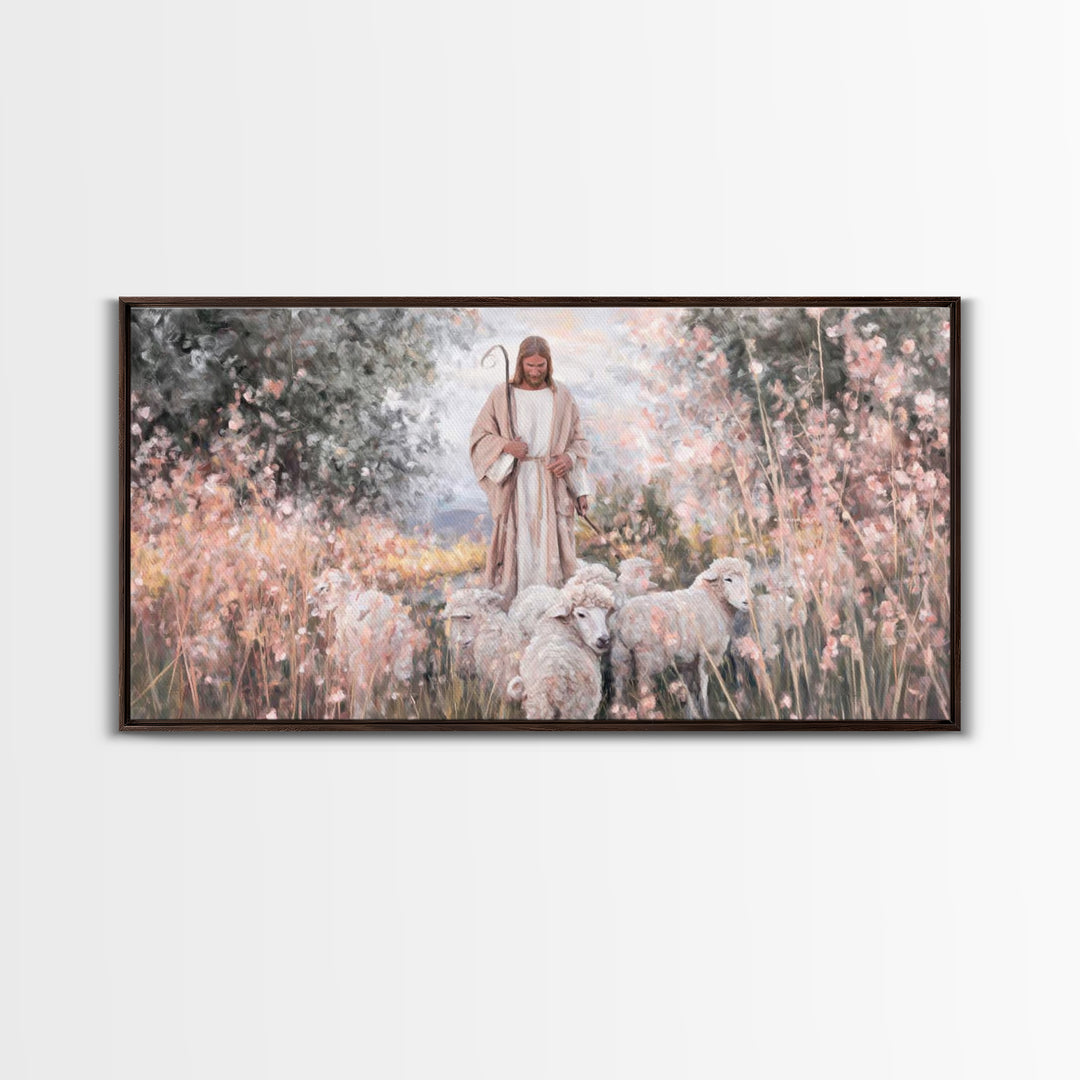 Pastel Shepherd Light – Framed Canvas Print – Christian Art Canvas – Modern Christian Art – Christian Wall Art – Christian Art Print – Chri