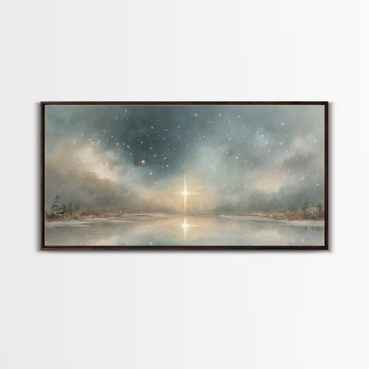 Heavenly Star Rise | Framed Canvas Print | Christian Art Canvas | Christmas Art | Christian Wall Art | Modern Christian Art | Christian Chr