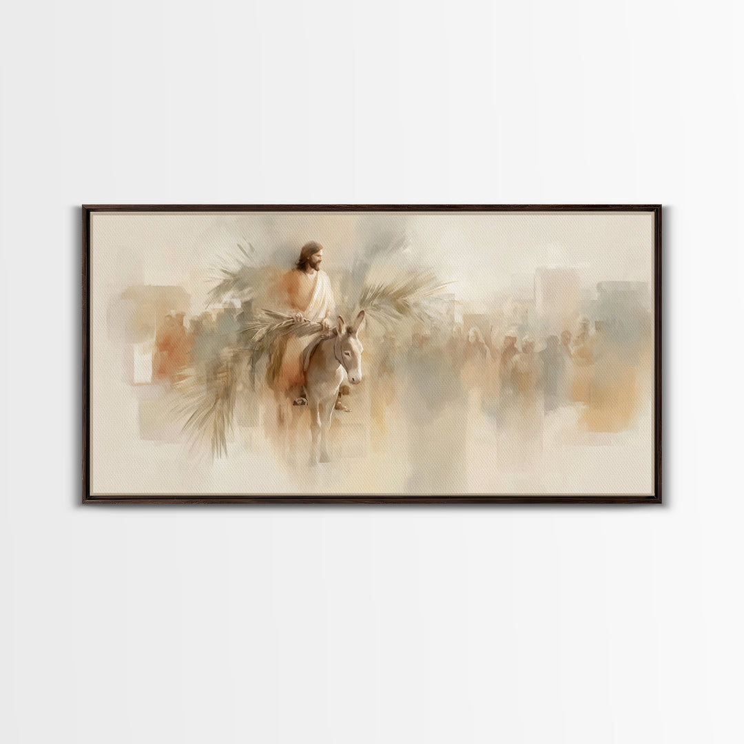Palm Road Glory, Framed Canvas Print, Christian Wall Art, Jesus Painting, Christian Art Canvas, Christmas Art, Christian Gift Ideas