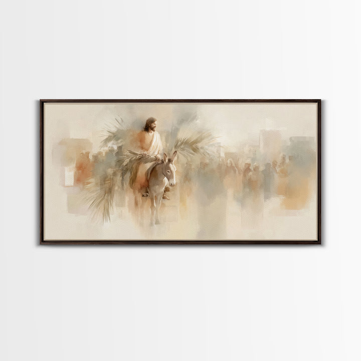 Palm Road Glory, Framed Canvas Print, Christian Wall Art, Jesus Painting, Christian Art Canvas, Christmas Art, Christian Gift Ideas